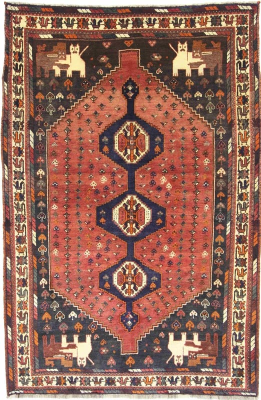 Ghashghai Teppich 247x161 cm, 160.000 Knoten, Rot/Orange, handgeknüpft