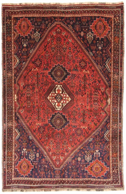 Ghashghai Teppich 262x172 cm, 160.000 Knoten/m², rot/orange, handgeknüpft