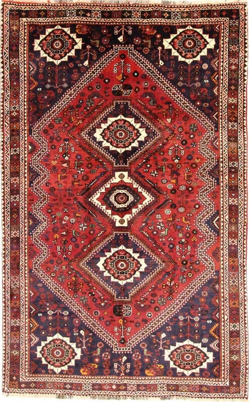 Ghashghai Teppich 277x174 cm, 200.000 Knoten, Rot/Orange, handgeknüpft