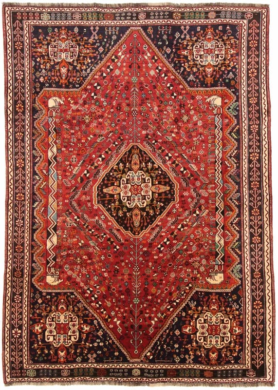 Ghashghai Teppich 297x216 cm, handgeknüpft, rot-orange, Perserteppich
