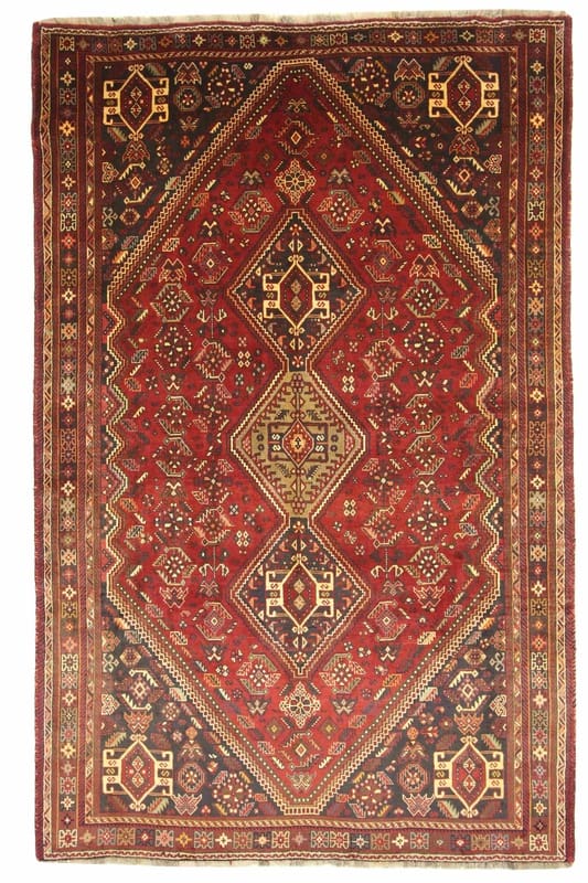 Ghashghai Teppich 317x201 cm, 160.000 Knoten, Rot/Orange, handgeknüpft