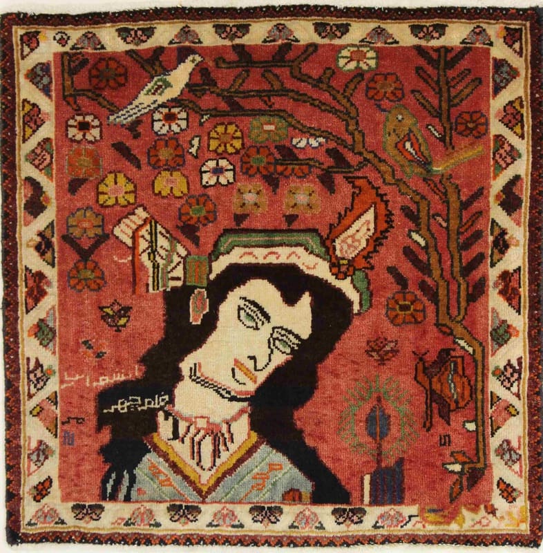Ghashghai Teppich 62x61 cm, handgeknüpft, feiner Stil, Iran