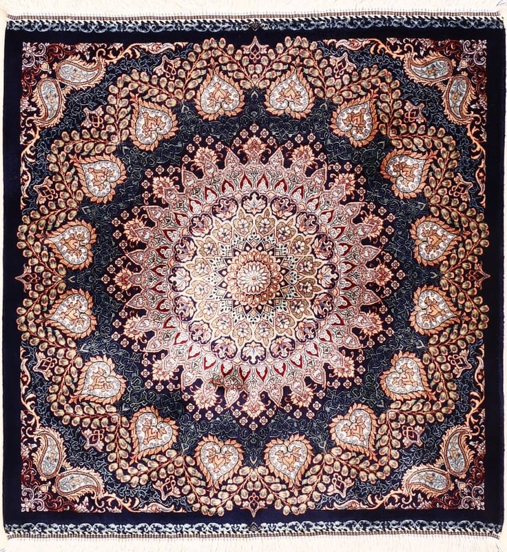 Ghom Daisy Teppich 72x71 cm – Eleganter Orientteppich, handgeknüpft