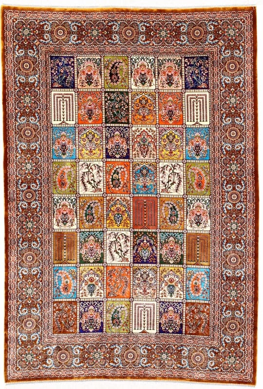 Ghom Design Orientteppich 152x101 cm, handgeknüpft, bunt