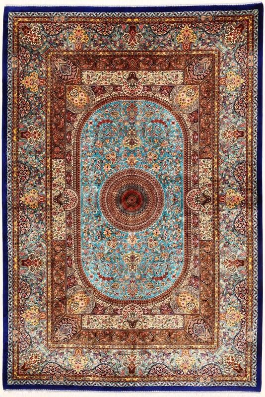 Ghom Design Orientteppich 152x101 cm, handgeknüpft, elegant