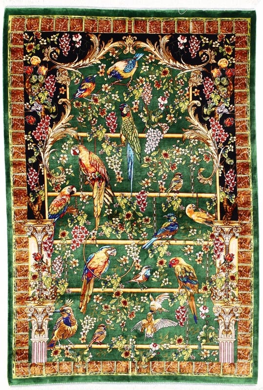 Ghom Designer Teppich 152x101 cm, Viskose, Perserteppich, handgeknüpft