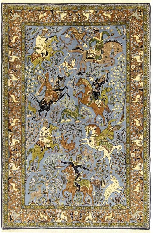 Ghom Kork Teppich 212x141 cm, Seide, handgeknüpft, Orientteppich