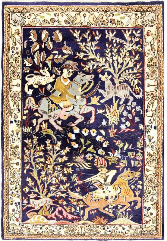 Ghom Orientteppich 120x81 cm - Handgeknüpft, Hochwertig, Muster