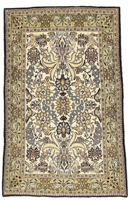 Ghom Orientteppich 161x98 cm, handgeknüpft, feines Muster