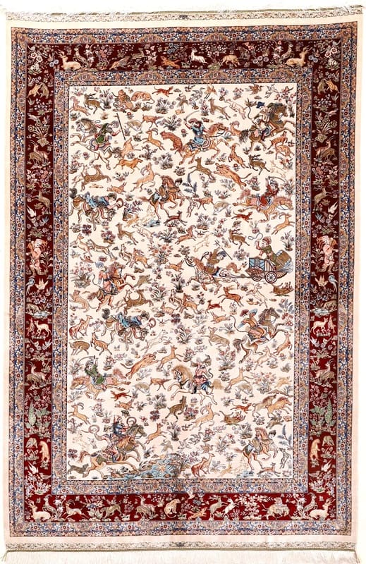 Ghom Orientteppich 232x151 cm, Viskose, elegant, gewebt H1