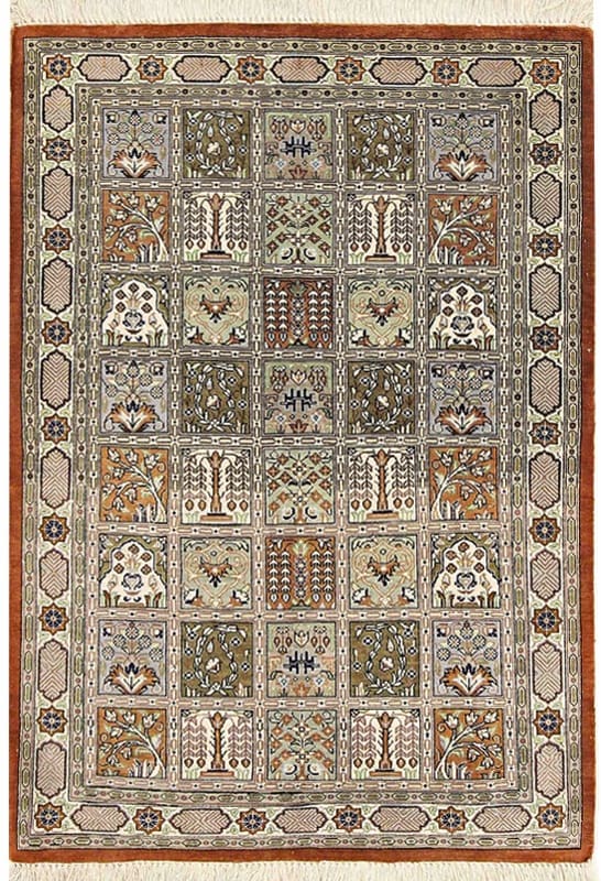 Ghom Seide Orientteppich 88x57 cm – handgeknüpft, edles Muster