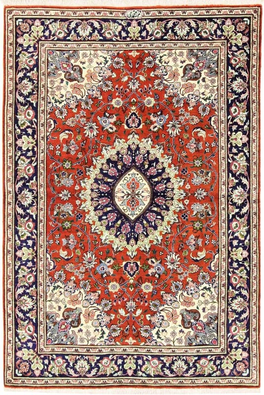 Ghom Seidenteppich 149x101 cm - Handgeknüpft, Hochwertig