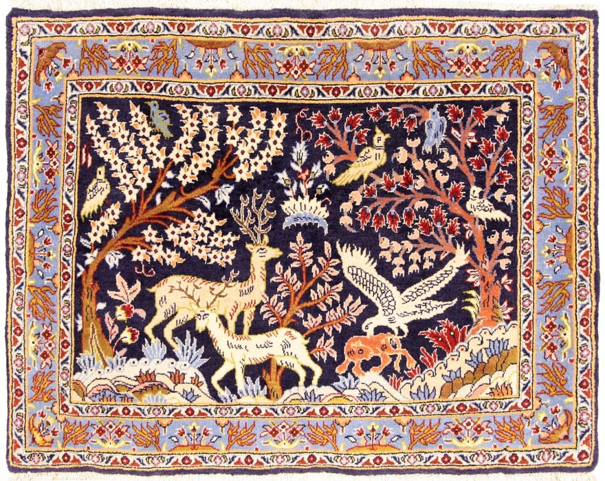 Ghom Teppich 100x71 cm – handgeknüpft aus edler Seide