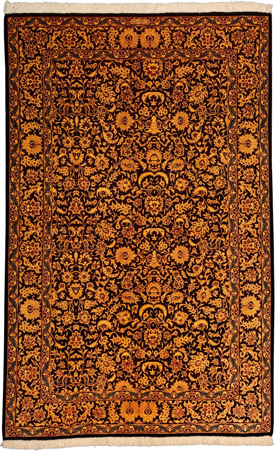 Ghom Teppich 132 x 204 cm, edel, Seide, handgeknüpft, Perserteppich