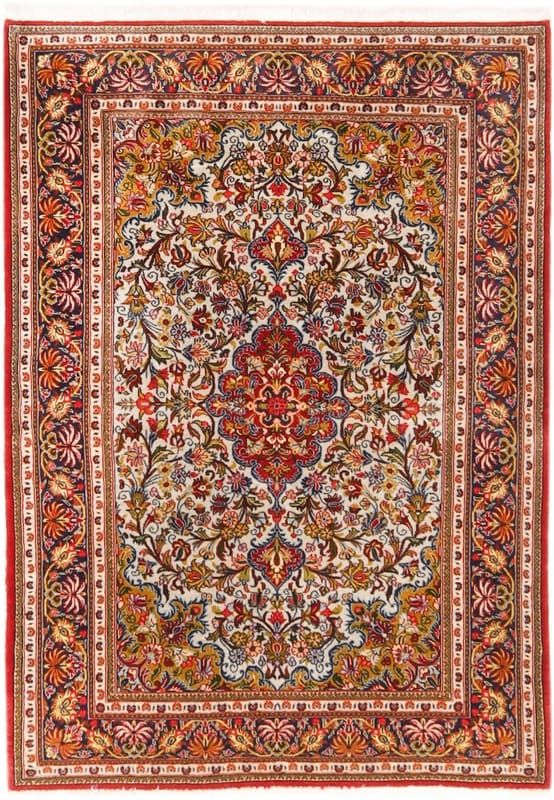 Ghom Teppich 154x108 cm aus Seide, handgeknüpft, Luxus Orientteppich