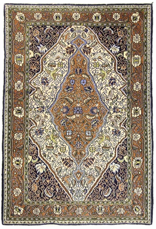 Ghom Teppich 160x108 cm, Seide, handgeknüpft, Orientteppich