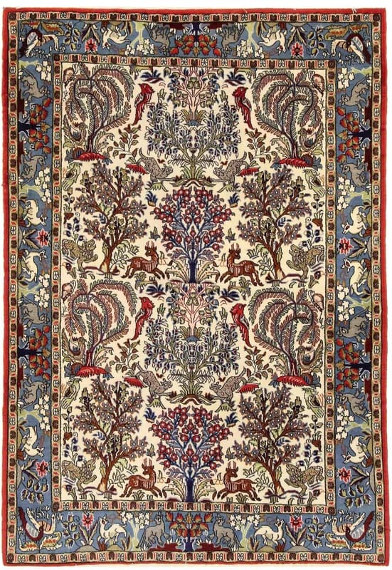 Ghom Teppich 200x138 Seide, handgeknüpft, hochwertig & luxuriös