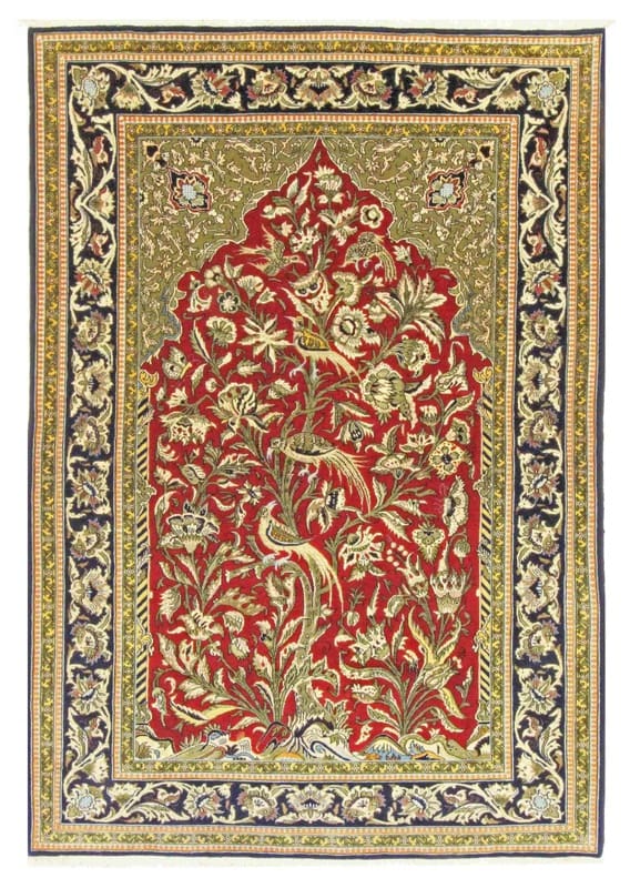 Ghom Teppich 204x141 cm, 100% Seide, handgeknüpft, Orientteppich