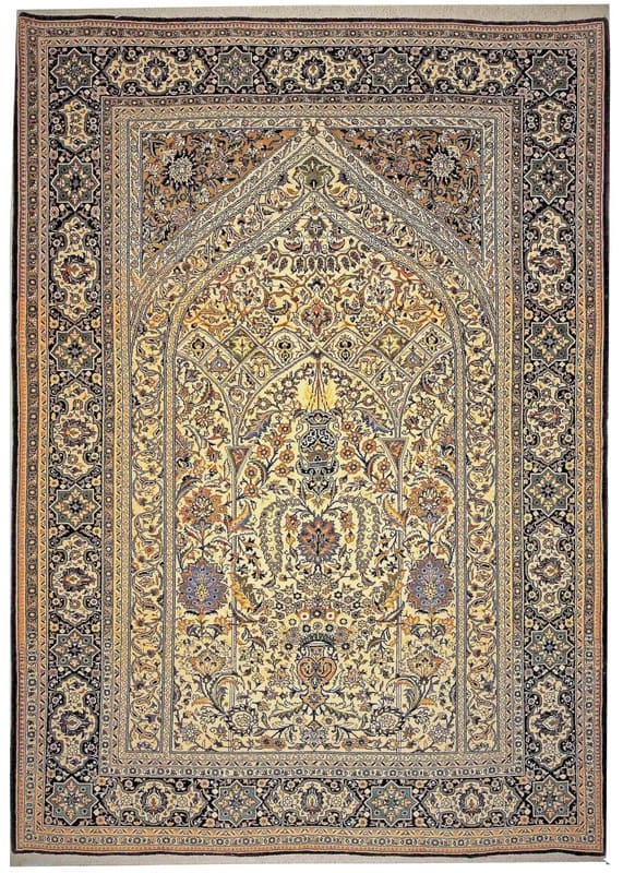 Ghom Teppich 207x146 cm, Seide, handgeknüpft, Orientalisch