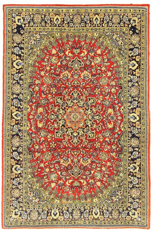 Ghom Teppich 209x137 cm Seide handgeknüpft, luxuriöses Design