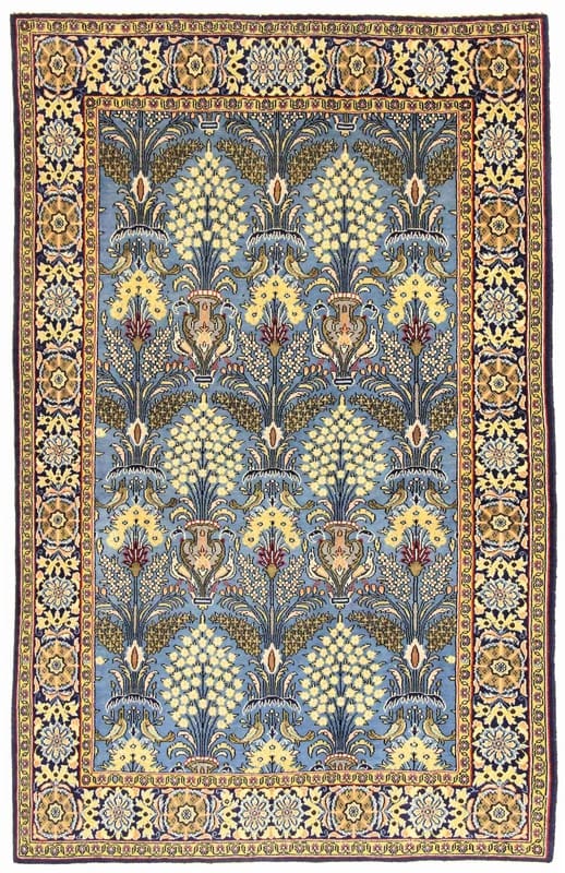 Ghom Teppich 209x137 Seide, handgeknüpft, luxuriöser Orientteppich