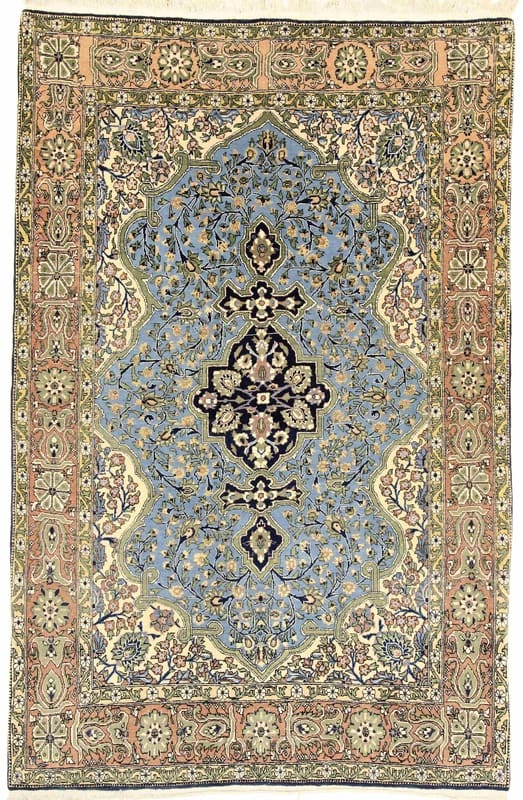 Ghom Teppich 212x142 cm, Seide, handgeknüpft, luxuriös