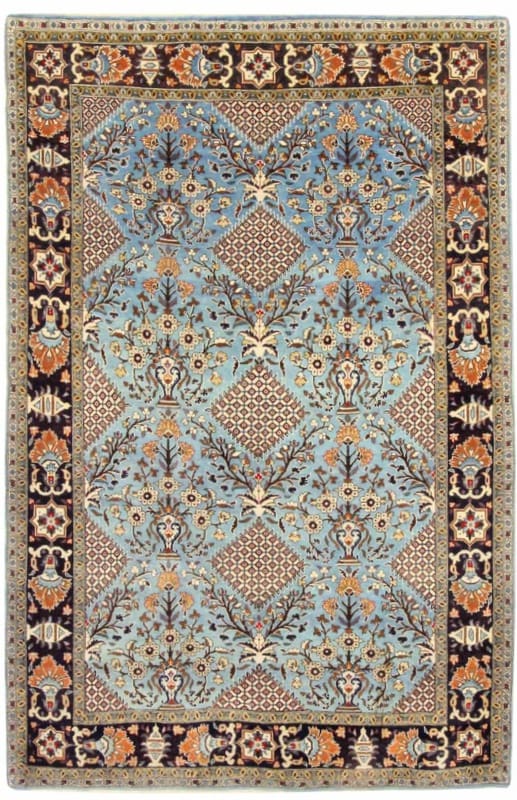 Ghom Teppich 214x138 cm, Seide, handgeknüpft, Luxus Orientteppich