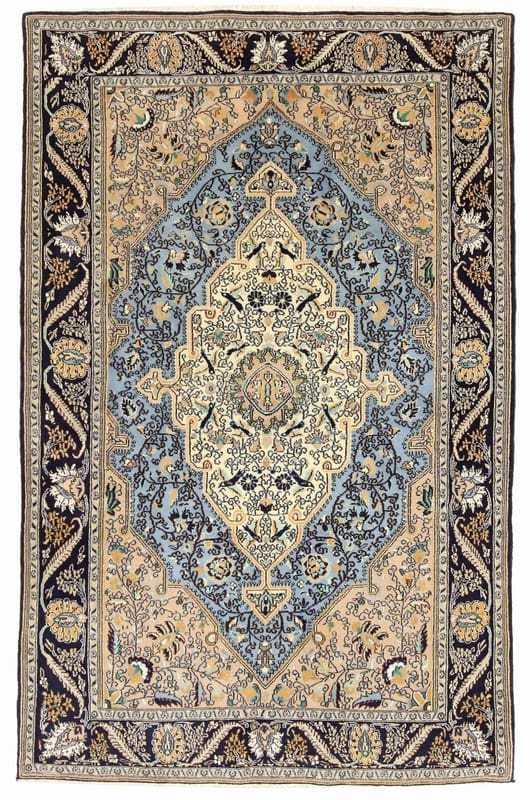 Ghom Teppich 215x137 cm, Seide, handgeknüpft, Luxus Orientteppich