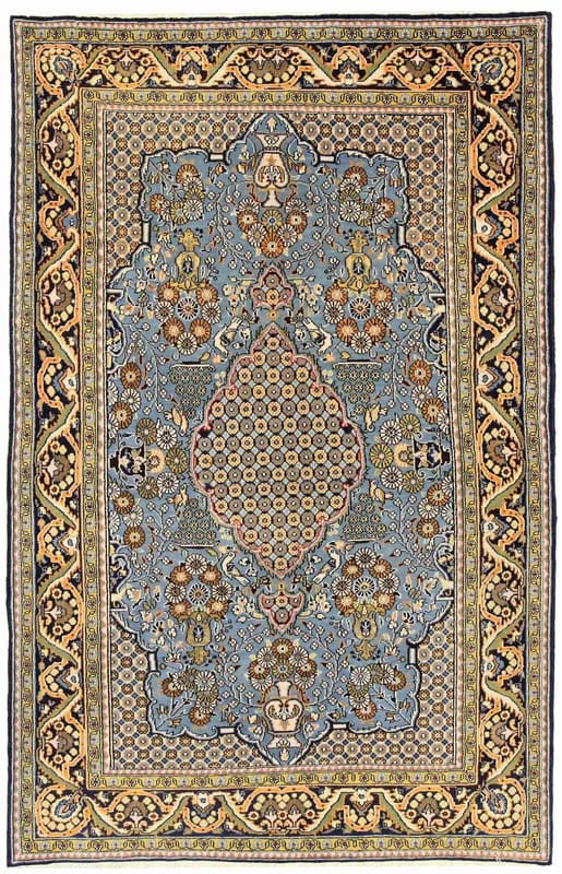 Ghom Teppich 217x137 cm, 100% Seide, handgeknüpft, Orientteppich