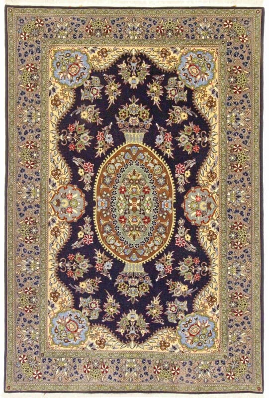 Ghom Teppich 217x141 cm aus Seide – handgeknüpft, luxuriös H1