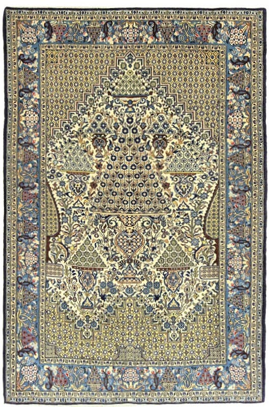 Ghom Teppich 218x142 cm, seidig, handgeknüpft, Orientteppich