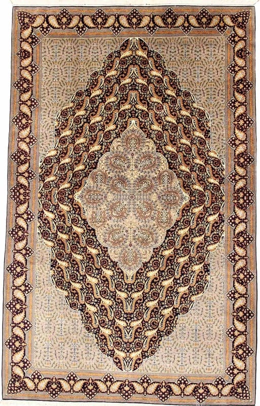 Ghom Teppich 327x205 cm, Seide, handgeknüpft, luxuriös, Orientteppich