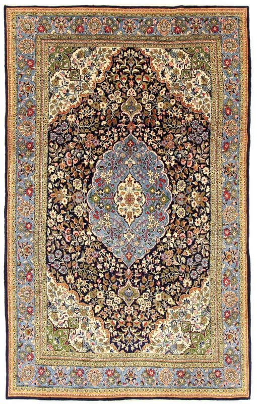 Ghom Teppich 356x224 cm - Eleganter Seidenteppich, handgeknüpft