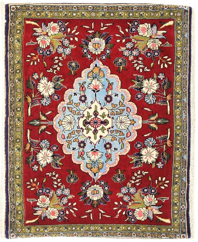 Ghom Teppich 75x94 cm, Seide, handgeknüpft, Orientteppich