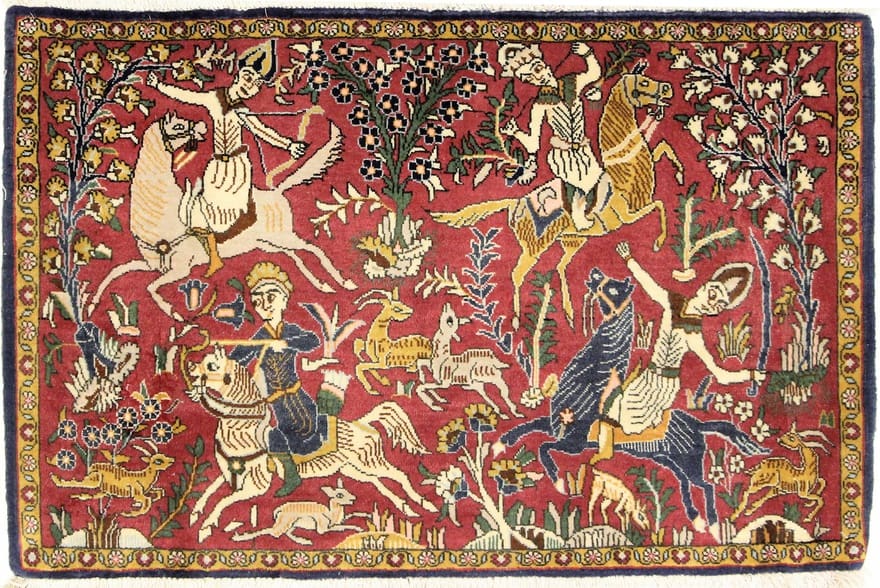 Ghom Teppich 82x61 cm, Seide, hochwertig, handgeknüpft