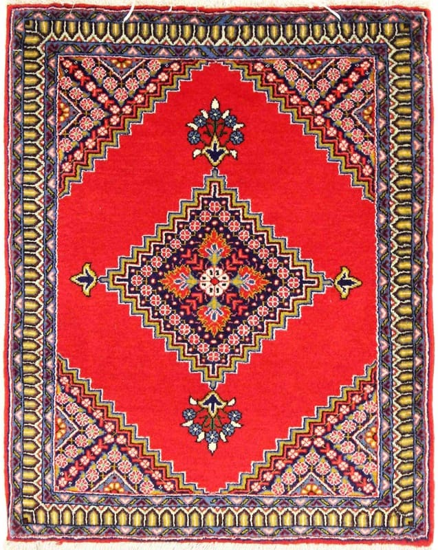 Ghom Teppich 85x67 cm, 100% Seide, handgeknüpft, Luxus Orientteppich