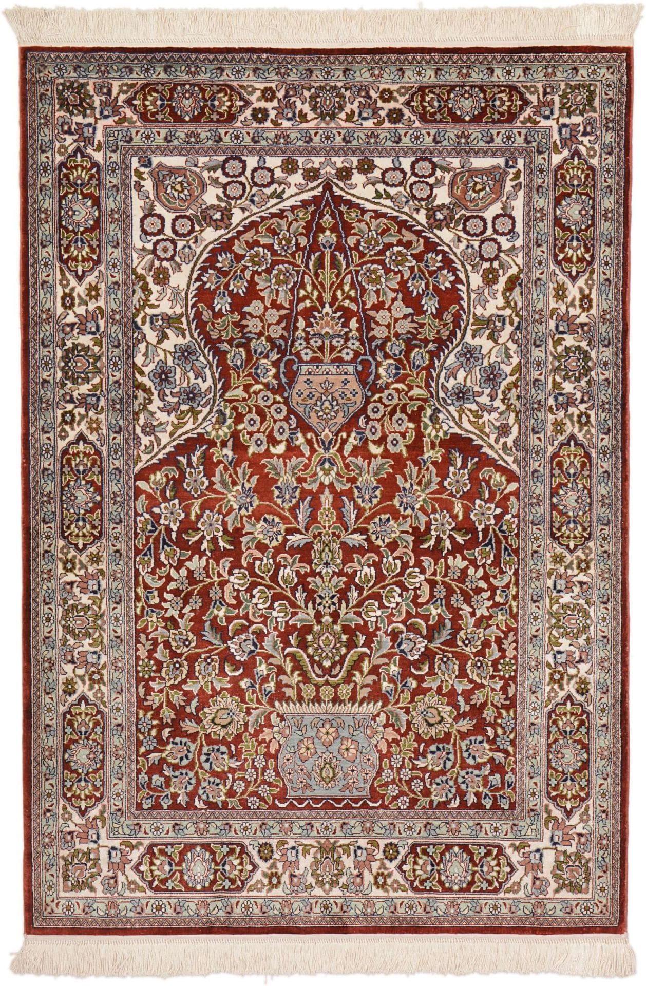 Ghom Teppich 86 x 124cm aus Seide, handgeknüpft, Perserteppich