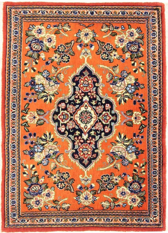 Ghom Teppich 87x61 cm aus Seide, handgeknüpft, Luxus Orientteppich