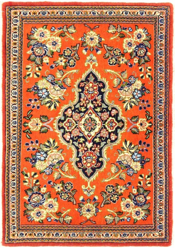 Ghom Teppich 88x61 Seide, handgeknüpft, orientalischer Luxus