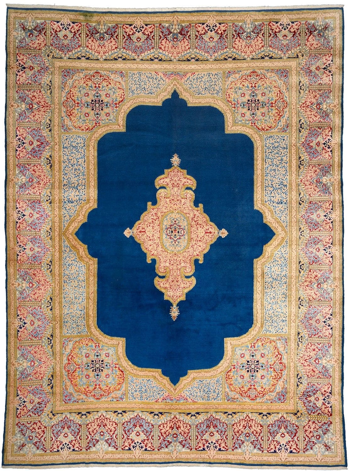 Großer Kirman Teppich 310 x 414cm, florale Muster, handgeknüpft H1