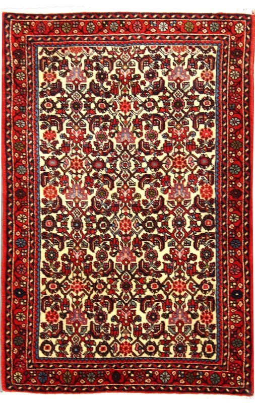 Hamadan Teppich 124x83 cm, 160.000-200.000 Knoten, handgeknüpft, Perserteppich