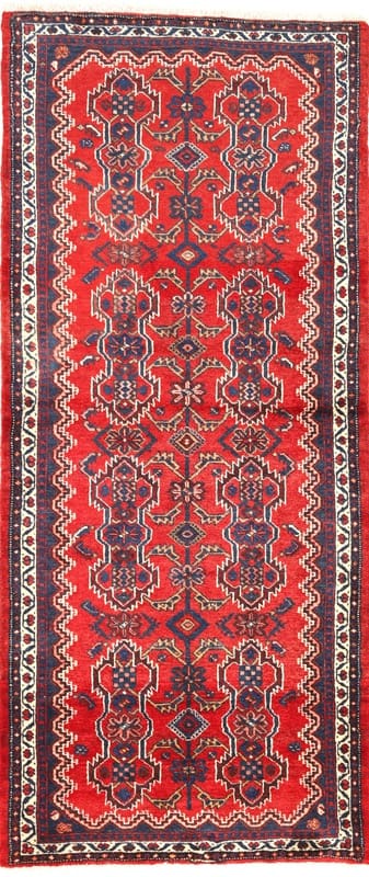 Hamadan Teppich 202x88 cm, antik, handgeknüpft, Perserteppich