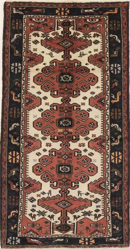 HAMADAN Teppich 204x106 cm, semi-antiker Perserteppich, handgeknüpft