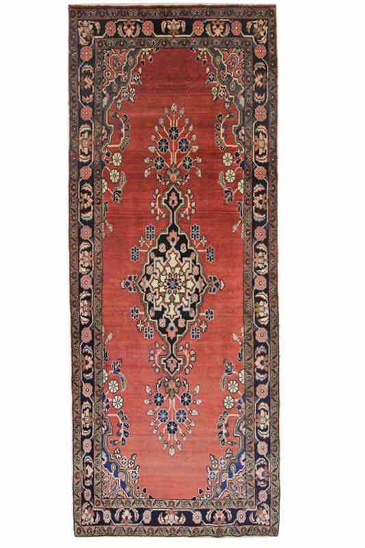 Hamadan Teppich 299x121 cm, semi-antik, handgeknüpft, Perserteppich