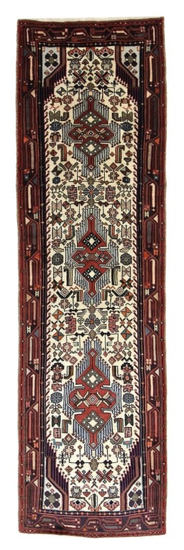 Hamadan Teppich 300x86 cm, antik, handgeknüpft, Perserteppich