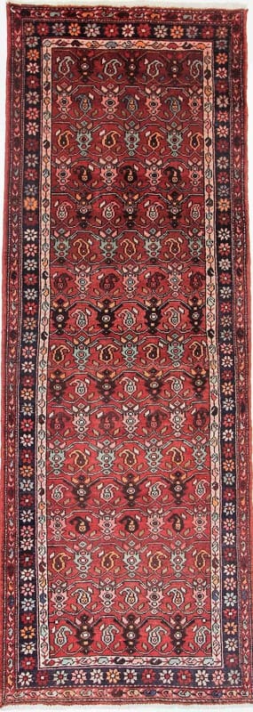 Hamadan Teppich 304x111 cm, semi-antik, handgeknüpft, Perserteppich