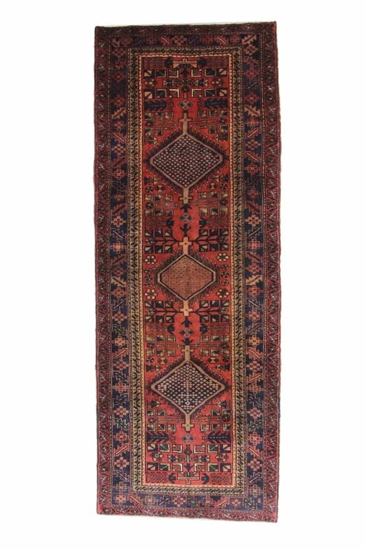 Hamadan Teppich 305x113 cm, antik, handgeknüpft, Perserteppich