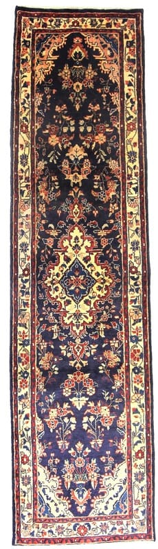 Hamadan Teppich 308x99 cm, semi-antik, handgeknüpft, Perserteppich