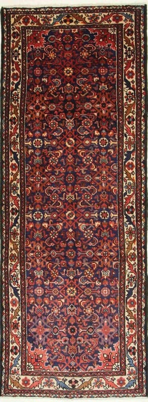 Hamadan Teppich 312x118 cm, antik, handgeknüpft, Perserteppich