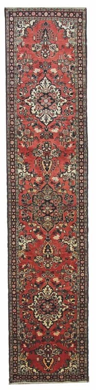 Hamadan Teppich 430x86 cm, antik, handgeknüpft, Orientteppich